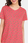 Rosaline Mystic Town Knit Cotton Knee Length Nightdress - Bitter Sweet — thumbnail 5